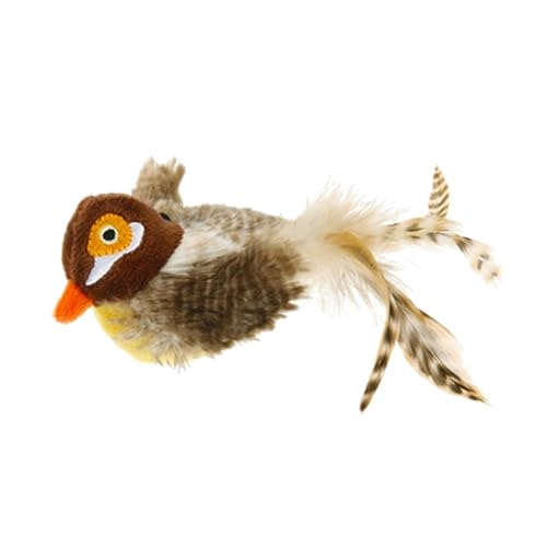 Pokronc Indoor Cat Toy Chirping Bird, Simulated Chirping Brown Bird Cat Plush Toy, Reduces Boredom Indoors Kitten Exercise Animal Figure Toy for Bedroom, Study Room, Living Room von Pokronc