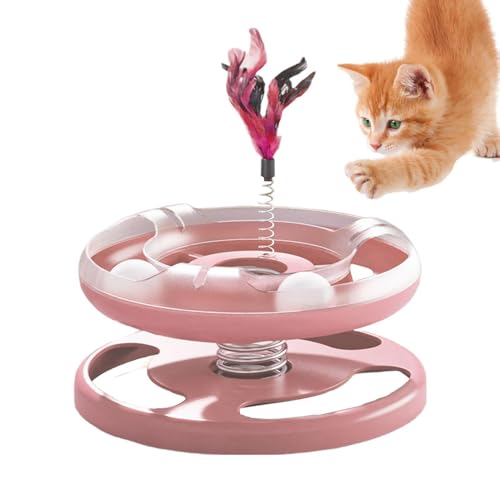 Pokronc Selbstspielendes Katzenspielzeug, Katzenspielzeug, Lustiges Katzen-Frühlingsspielzeug, Katzenballturm, Interaktives Katzenspielzeug mit Federn, stimulierendes Katzenspielzeug für Haustiere, von Pokronc