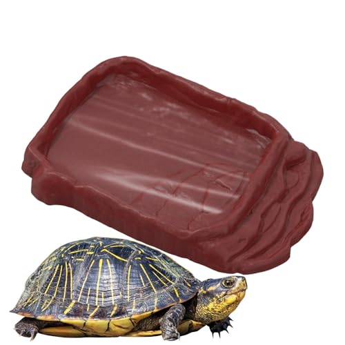 Pokronc Wasserschale für Schildkröten, rutschfeste Leitern, Wasserschale für Reptilien, Badebecken, Aquarium-Ornament, Schildkröten-Lebensraum, Zubehör für drinnen und draußen von Pokronc