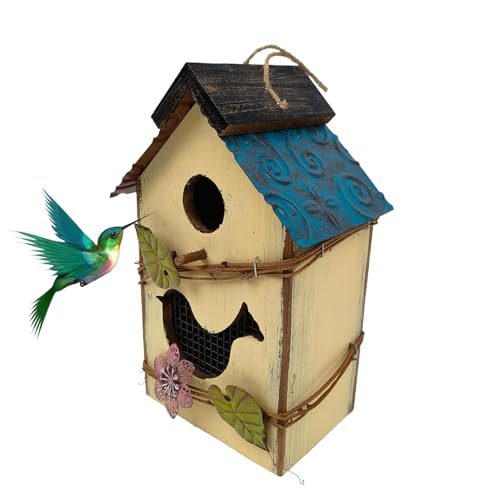 Pokronc Wooden Bird Houses for Outside,Wood Cute Hangable Birdhouses for Outdoor | Decorative Protective Bird Cage, Multifunctional Garden Decor for Outdoor Patio Park von Pokronc