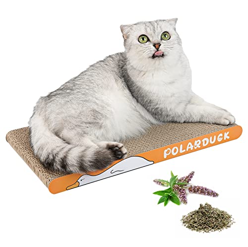 Kratzbrett für Katzen, Kratzbrett aus Karton: Kratzbett für Indoor-Kätzchen, Haustierzubehör als Katzenmatte, Katzenspielzeug, wendbar und recycelbar, 42 x 21,5 x 3 cm, 1 Packung von Polarduck