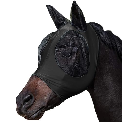 PolyMath Pferd Fliege Maske, Fliege Maske für Pferd mit Ohren/Translucen Feines Mesh Vermeiden Equine Fliege und UV-Schutz Stretch Fliege Maske für Pferd von PolyMath