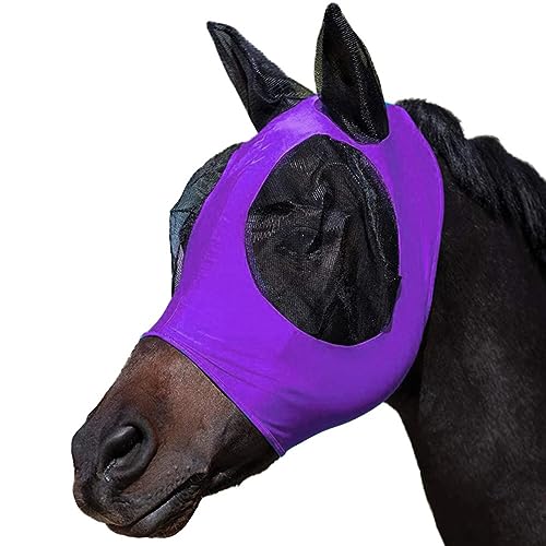 PolyMath Pferd Fliege Maske, Fliege Maske für Pferd mit Ohren/Translucen Feines Mesh Vermeiden Equine Fliege und UV-Schutz Stretch Fliege Maske für Pferd von PolyMath