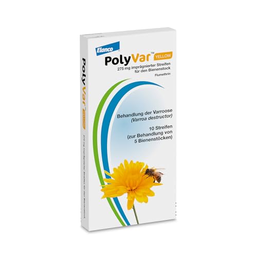 Polyvar Yellow 275 mg Strips - Wirksame Varroa-Milbenbehandlung für Honigbienen, Streifen zum Anbringen am Flugloch, 10 Streifen von Polyvar