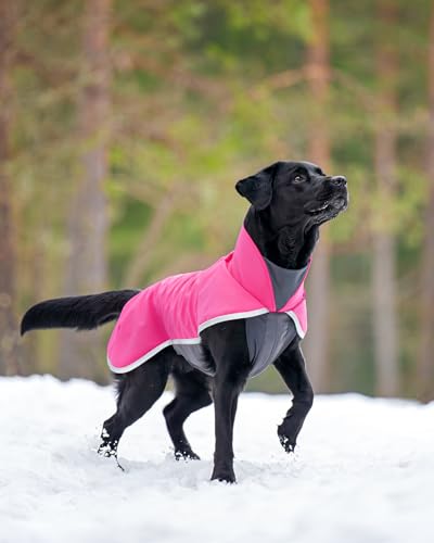 Softshellmantel für Hunde, Pink, Reflektierende Streifen (Pink, 28) von Pomppa