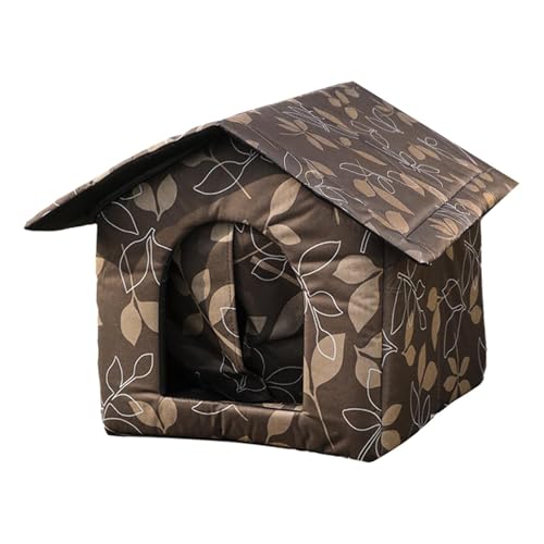 Katzenhaus Outdoor Winterfest, Oxford Stoff Katzenhütte Wetterfest Wasserdicht, Winter Warm Katzenhaus Hundehaus Unterschlupf für Katzen, Katzen Nest Wildkatzen Streunerkatzen Haus Outdoor, 38x33x39cm von Pomurom