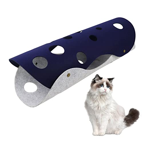 Katzentunnel Spieltunnel Katzen, Interaktiver Tunnel Katzenspielzeug, Faltbar Filztunnel Katze mit Löchern, Abnehmbares und Waschbares Filztuch Röhrentunnel für Katze Welpe Kit Kätzchen Kaninchen von Pomurom