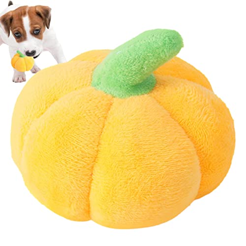 Pomurom Kürbis Hundespielzeug, Pumpkin Dog quietschendes interaktives Spielzeug, Quietschendes Plüschtier für Hunde, langlebiges Hundequietschen, Plüsch, gefülltes Halloween-Kau-Hundespielzeug von Pomurom