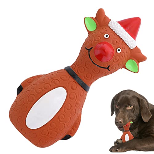 Pomurom Santa quietschendes Hundespielzeug | Quietschender Weihnachtsschneemann Elch Weihnachtsmann Kauspielzeug | Puppy Molar Stick Toys Hundekauspielzeug Unzerstörbares Gummispielzeug von Pomurom