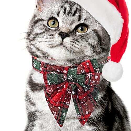 Pomurom Weihnachtsschleifen für Hunde,Bequemes klassisches Kariertes Weihnachtshalsband - Fliege Halsband für kleine mittelgroße Hunde von Pomurom