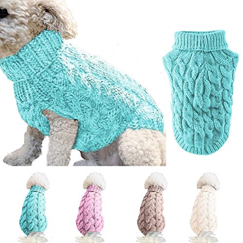 Ponacat Haustier Pullover Hund Rollkragenpullover Strickpullover warme Pullover Strickwaren Outwear kaltes Wetter Mäntel (Blau, XL) von Ponacat