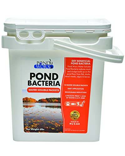 Pondworx TeichbakterienPakete – 12 Packungen – reinigt Wasser und entfernt Gerüche, einfach zu verwendende natürliche Bakterienpakete, behandelt 1,5 Acres im Vergleich zu 1 Acre – hergestellt in den von Pond Worx