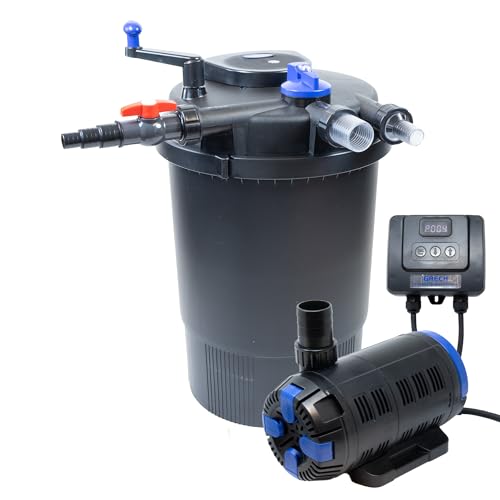 Pondlife Teich Filteranlage, Druckfilter CPF 30000 mit UVC Klärer für Teiche, 12.000L/h Durchfluss, Pumpe CET-8000 inkl. 10m Schlauch und 4 Schlauchklemmen von Pondlife