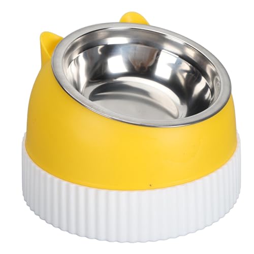 Pongnas Erhöhte Katzentoilette, 2-in-1 Multifunktionaler, Rutschfester, Langsamerer Katzenfutternapf aus Kunststoff für Katzen und Welpen (Yellow) von Pongnas