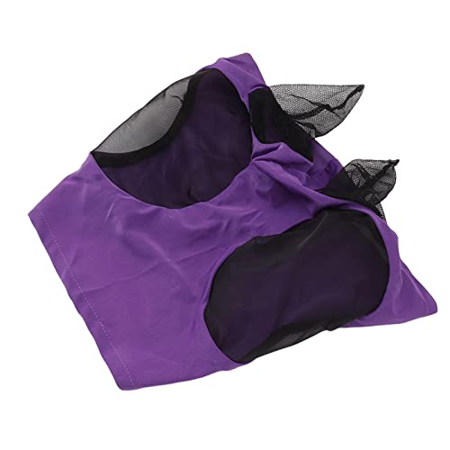 Horse Fly Mesh Mask, Atmungsaktive Elastische Gesichtsmaske mit Gehörschutz für Reitausrüstung (Purple) von Pongnas