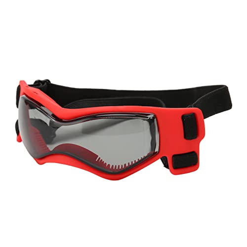 Hundesonnenbrille, PC-Gläser, Verstellbar, Weicher Rahmen, Coole Hundebrille, Bequemer UV-Schutz, Schmutzabweisend Beim Fahren (Rot) von Pongnas