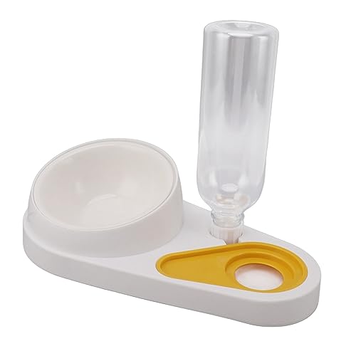 Katzenfutter-Wasserspender, Auslaufsicherer Futterspender für Haustiere, Auslaufsicher, Automatisch, 2 in 1 für Hunde für Haustiere (White) von Pongnas