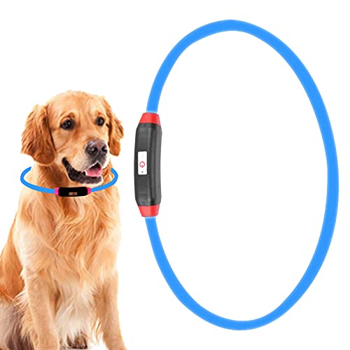 Leuchtendes Hundehalsband, Leuchtendes Haustierhalsband für Mittelgroße und Kleine Hunde, Leuchtet Im Dunkeln, Hundehalsband, LED-Hundehalsband, Wiederaufladbar über USB, (blaues von Pongnas