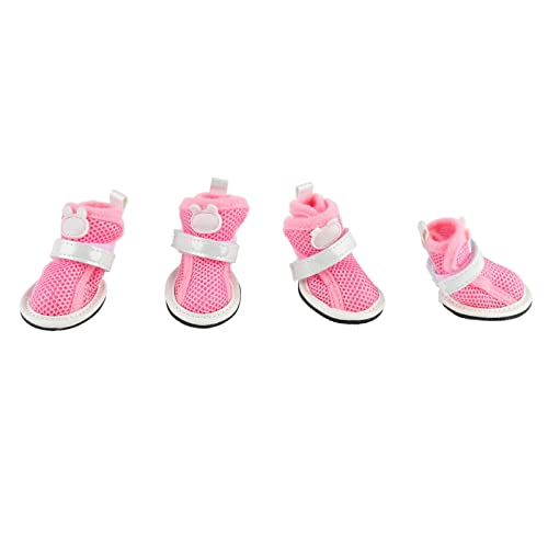 Pongnas Netzschuhe für Kleine Hunde, Atmungsaktive, Leichte Welpenschuhe Verhindern EIN Verrutschen, Modisch für Teddybären für den Sommer (PINK) von Pongnas