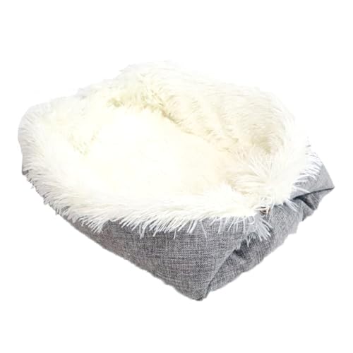 Pongnas Katzenbett, Waschbares Haustierbett für den Innenbereich, Bequemes Wärmendes Haustierbett für Hunde und Katzen, 61 X 51 cm (White) von Pongnas