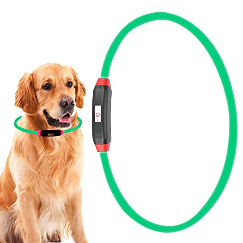 Leuchtendes Hundehalsband, Leuchtendes Haustierhalsband für Mittelgroße und Kleine Hunde, Leuchtet Im Dunkeln, Hundehalsband, LED-Hundehalsband, Wiederaufladbar über USB, (grünes von Pongnas