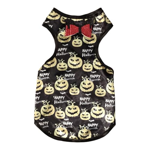 Poo4kark 2024 Halloween Haustier Kleidung Halloween Party Kürbis Weste Kleine Hund Kleidung Kleine Mittlere Hunde (Black, M) von Poo4kark