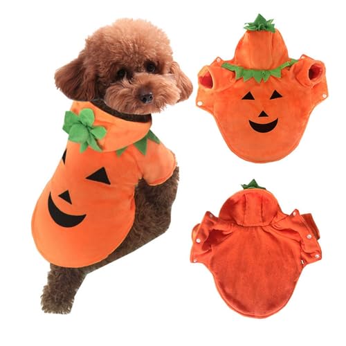 Poo4kark Halloween Halloween-Kürbiskostüm für Haustiere, lustiges Kostüm, Kürbis-Transformationskostüm, Kostüm für kleine Hunde (Orange, L) von Poo4kark