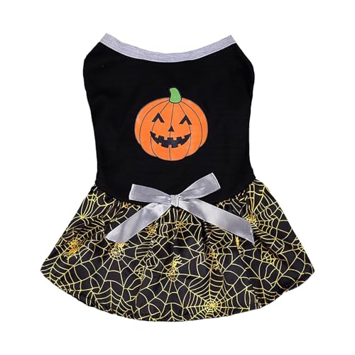 Poo4kark Halloween Weste & Kleid für große Hunde & Katzen Kürbis Geist Zauberer Fledermaus Designs (Black, M) von Poo4kark