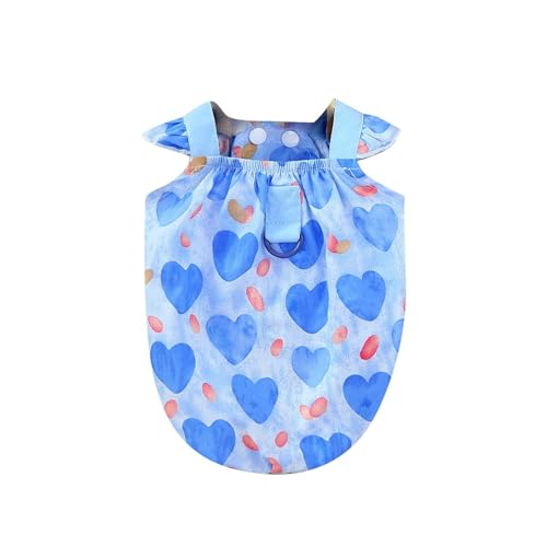 Poo4kark Haustierkleidung Frühling Sommer Produkte Heimtierbedarf Kleiner Hund 24 Pfirsichherz-Shirt Hundemantel Rückenlänge 50 cm (Blue, M) von Poo4kark