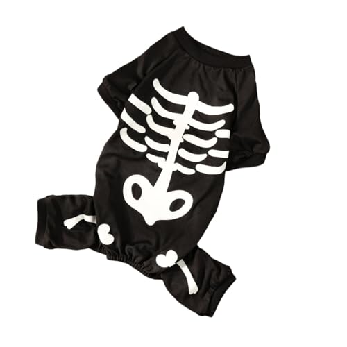 Poo4kark Haustierkleidung für Hunde zu Halloween mit leuchtenden Totenkopfknochen Vierbeinkleidung für kleine mittelgroße Hunde (Black, L) von Poo4kark