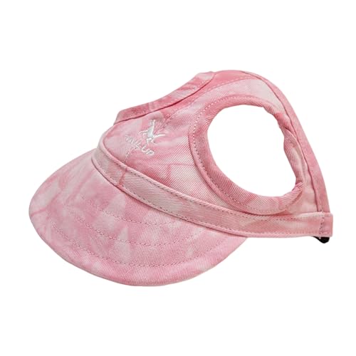 Poo4kark Hunde Baseballmütze Hundemütze, Hunde-Baseballmütze, Sonnenblende für Haustiere mit Ohrlöchern verstellbarem Riemen, Welpen-Sonnenhut, Trucker-Mütze für kleine Hunde (Light Pink-1, 20X5CM) von Poo4kark