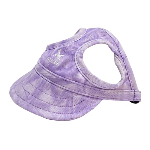 Poo4kark Hunde Baseballmütze Hundemütze, Hunde-Baseballmütze, Sonnenblende für Haustiere mit Ohrlöchern verstellbarem Riemen, Welpen-Sonnenhut, Trucker-Mütze für kleine Hunde (Light Purple-4, 11X3CM) von Poo4kark