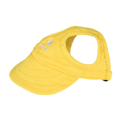 Poo4kark Hunde Baseballmütze Hundemütze, Hunde-Baseballmütze, Sonnenblende für Haustiere mit Ohrlöchern verstellbarem Riemen, Welpen-Sonnenhut, Trucker-Mütze für kleine Hunde (Yellow-4, 11X3CM) von Poo4kark