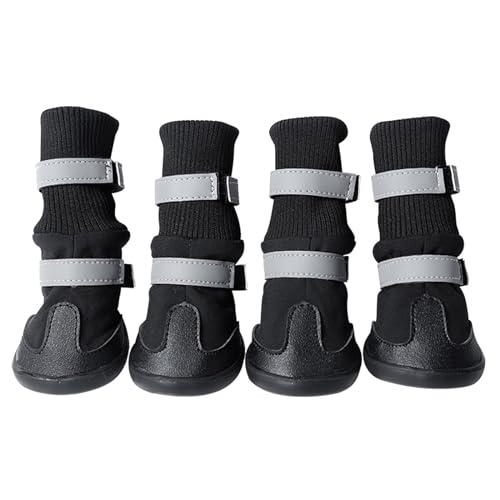 Poo4kark Klassische Lange Hundeschuhe für große Hunde mit goldenem Haar, Schuhe für große Hunde, tragen Schneestiefel (Black, L) von Poo4kark