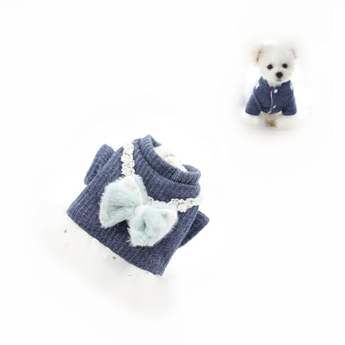 Poo4kark Pet Hundekleidung Teddy Than Bear Bomei Schleife Rock Dicker Kleiner Hund Koki (Blue, M) von Poo4kark