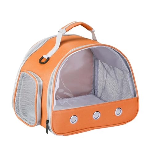 Poo4kark Pet Kleine Tiertasche, Outdoor-Reisetasche mit Riemen, transparent, atmungsaktiv, für Igel, Eichhörnchen, Hase, Hamster, Schildkröte (Orange, One Size) von Poo4kark