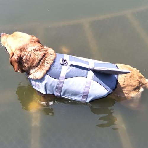 Poo4kark Reflektierende Hundeschwimmweste mit hoher Sichtbarkeit Auftrieb für Schwimmen Wasseraktivitäten (A, L) von Poo4kark