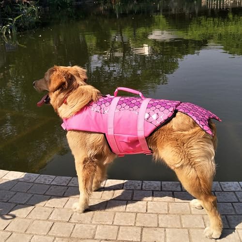 Poo4kark Reflektierende Hundeschwimmweste mit hoher Sichtbarkeit Auftrieb für Schwimmen Wasseraktivitäten (B, L) von Poo4kark