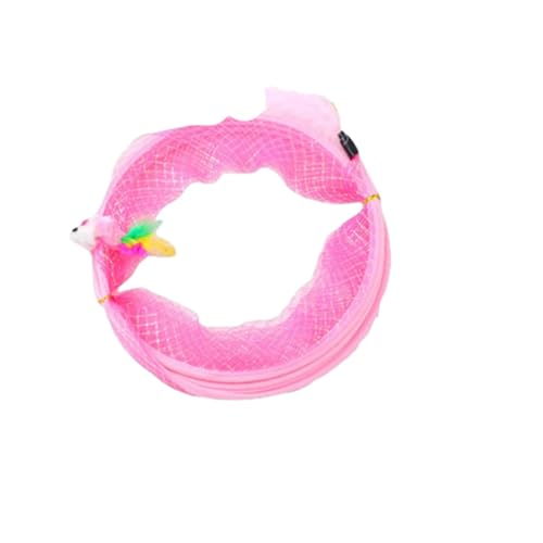 Poo4kark Selbstspielendes Katzen-Spiraltunnel-, Spiraltunnel-Katzenspielzeug, Katzen-Spiraltunnel-, großes Spiraltunnel-Katzenspielzeug für Hauskatzen Glocke Katze (Pink, One Size) von Poo4kark