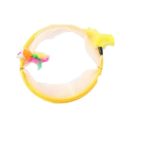 Poo4kark Selbstspielendes Katzen-Spiraltunnel-, Spiraltunnel-Katzenspielzeug, Katzen-Spiraltunnel-, großes Spiraltunnel-Katzenspielzeug für Hauskatzen Glocke Katze (Yellow, One Size) von Poo4kark