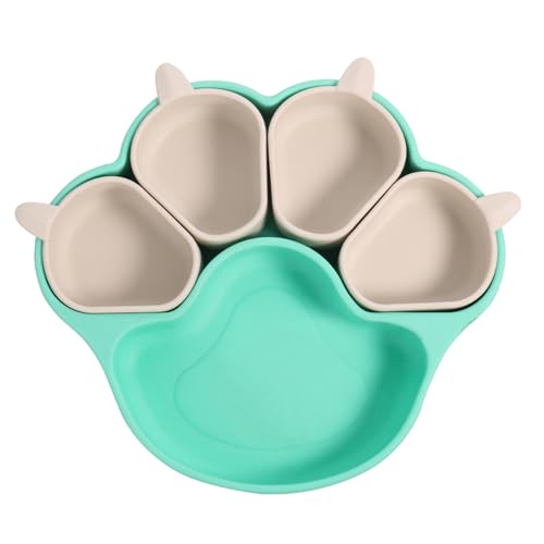 Poo4kark Thanksgiving Multifunktionaler Silikonnapf Kindernapf Haustiernapf Katzen- Hundenapf-Set Silikonteller für Kinder Teller mit Saugnapf Katzensilikonteller in Katzenform (Mint Green, One Size) von Poo4kark