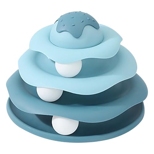 Poo4kark Weihnachten Cat Ba LLT Rack Toy Interaktives Katzenspielzeug Spaß für Hauskatzen, Mehrschichtdesign, EIS-Creme-Struktur, abnehmbar leicht zu reinigen (Blue, 24x16cm) von Poo4kark