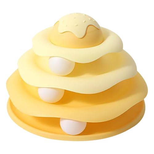 Poo4kark Weihnachten Cat Ba LLT Rack Toy Interaktives Katzenspielzeug Spaß für Hauskatzen, Mehrschichtdesign, EIS-Creme-Struktur, abnehmbar leicht zu reinigen (Yellow, 24x16cm) von Poo4kark