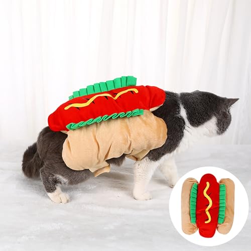 Poo4kark Weihnachten Hot Dog-Haustierkostüm Kleines mittelgroßes Katzen- Hundekostüm Die Hot Dog-Form kann für Haustier-Rollenspiele verwendet Werden (A, 26.6CM) von Poo4kark