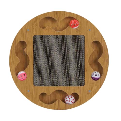 Poo4kark Weihnachten Interaktives Katzenspielzeug zum Kratzen Necken, Rennstreckenspielzeug mit Kratzbrett, multifunktionales Katzen-Neckspielzeug (Yellow, 38.5X38.5CM) von Poo4kark