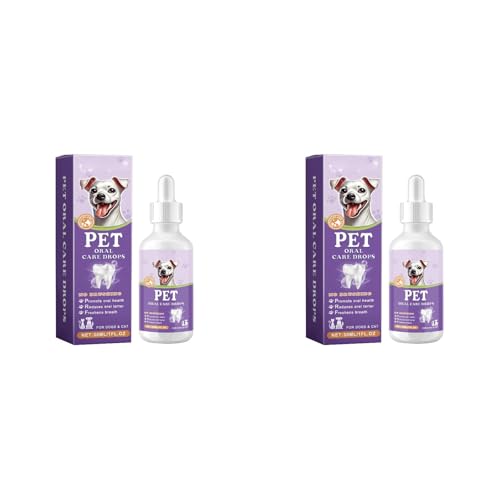 Poo4kark Zahnreinigungs Tropfen für Hunde & Katzen, 30ML Haustier-Mundspray Saubere Zähne, Dentalspray Pet Atemerfrischer Spray Care Cleaner (2PCS, 30ML) von Poo4kark