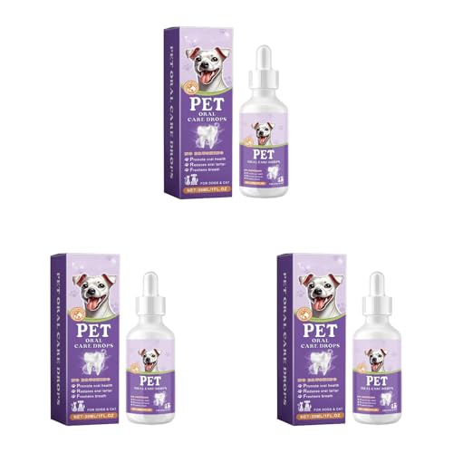 Poo4kark Zahnreinigungs Tropfen für Hunde & Katzen, 30ML Haustier-Mundspray Saubere Zähne, Dentalspray Pet Atemerfrischer Spray Care Cleaner (3PCS, 30ML) von Poo4kark