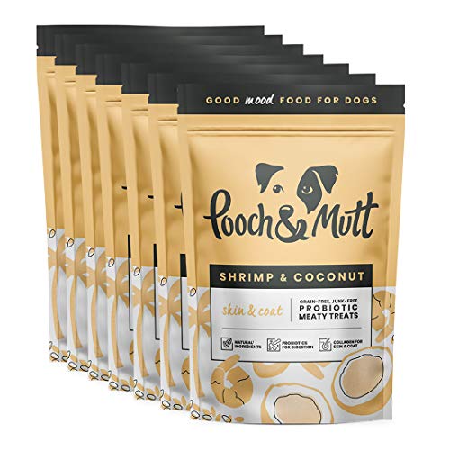 Pooch & Mutt - Fleischige Hundeleckerbissen (getreidefrei), Shrimp & Kokosnuss, Packung mit 7x120g von Pooch & Mutt
