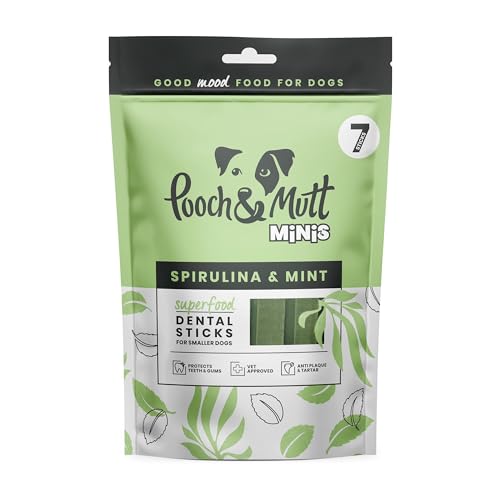 Pooch & Mutt - Kleine Superfood Dental Sticks, Dental Sticks mit Spirulina- und Minzegeschmack für Hunde, 1 Packung mit 7 Sticks von Pooch & Mutt