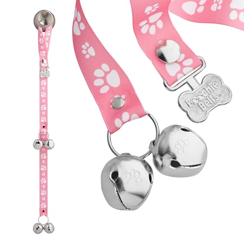 PoochieBells The Original Töpfchentrainingsglocken für Hunde, in den USA hergestellte Hunde-Töpfchenglocken, einfaches Welpentraining, laut, langlebig, hängende Glocken für Tür, Signature Tracks Pink von PoochieBells